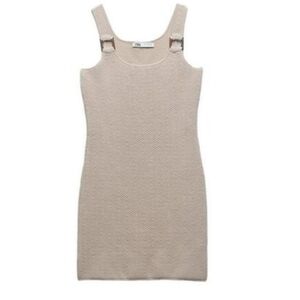 ZARA MINI DRESS WITH RINGS GRAY BROWN SIZE S | 2893/023